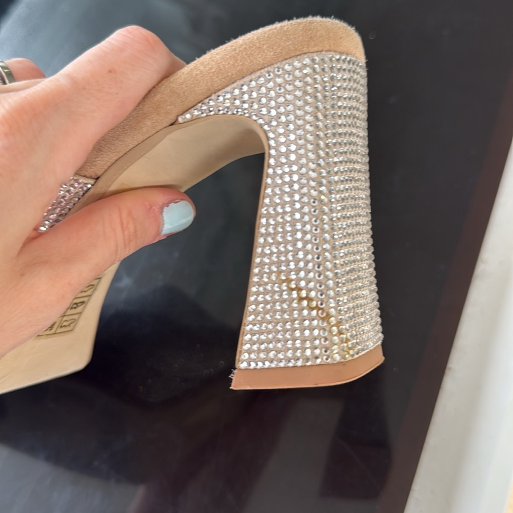 Jeffrey Campbell Caviar Nude Silver Rhinestone Platform Heel 8.5 - Picture 4 of 7